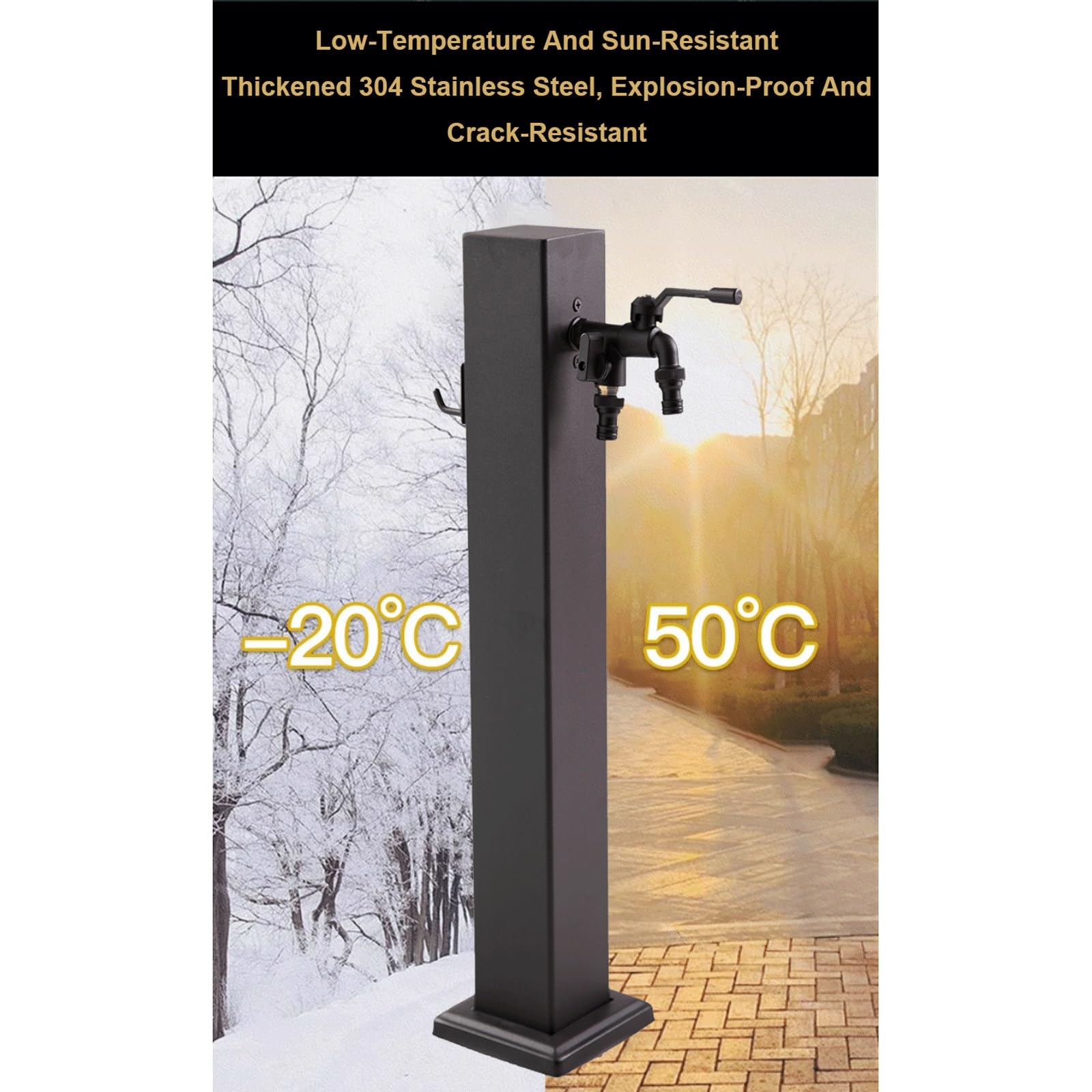 Chorro de Agua para jardín Independiente con Grifo: Soporte de Manguera de Acero Inoxidable, hidrante contra Incendios para Exterior, Manguera anticongelante para un riego eficiente.