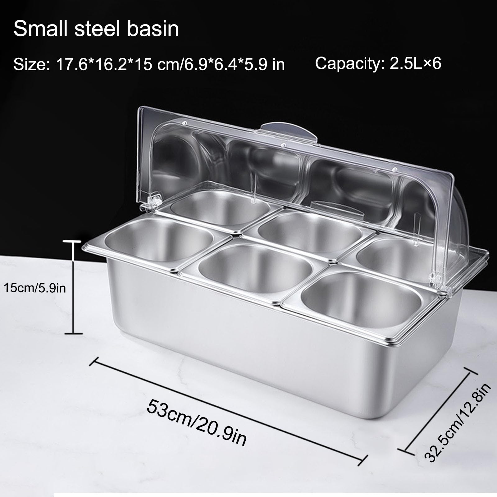 Thermobox, 6 Behälter, Warmbox, mit abnehmbarem Deckel, geeignet für Restaurants, Hotels, Partys, Buffets (Größe: C)
