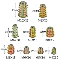 Vista 2 de 200 piezas de 9 tamaños M4/M5/M6/M8/M10 insertos de tuerca – Aleación de zinc Hex Socket Drive Insertos de tornillo métrico surtido para madera