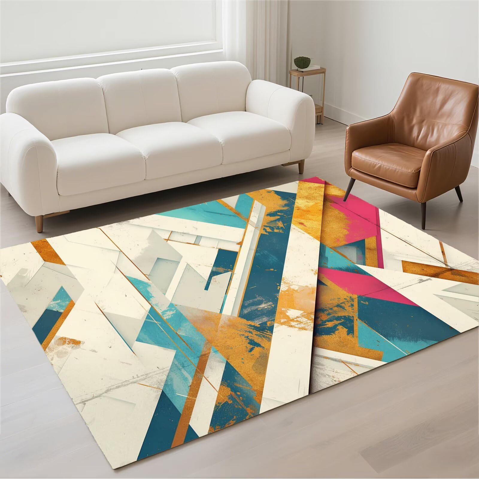 Tapis moderne rectangulaire abstrait 120x180cm en pile bouclée haut de gamme
