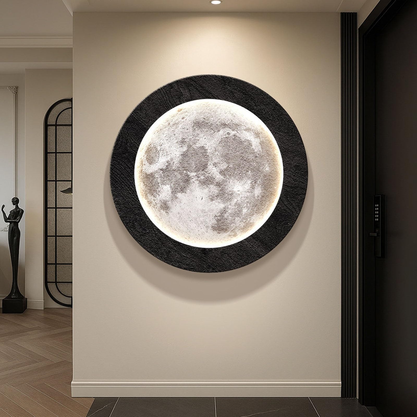 RASJCGRCOA 3d wall led decor sandstone art painting, plug-in power supply, large-scale mounted modern sculpture,remote control, entrance foyer decorative painting(C,35.4 * 35.4in/90 * 90cm)