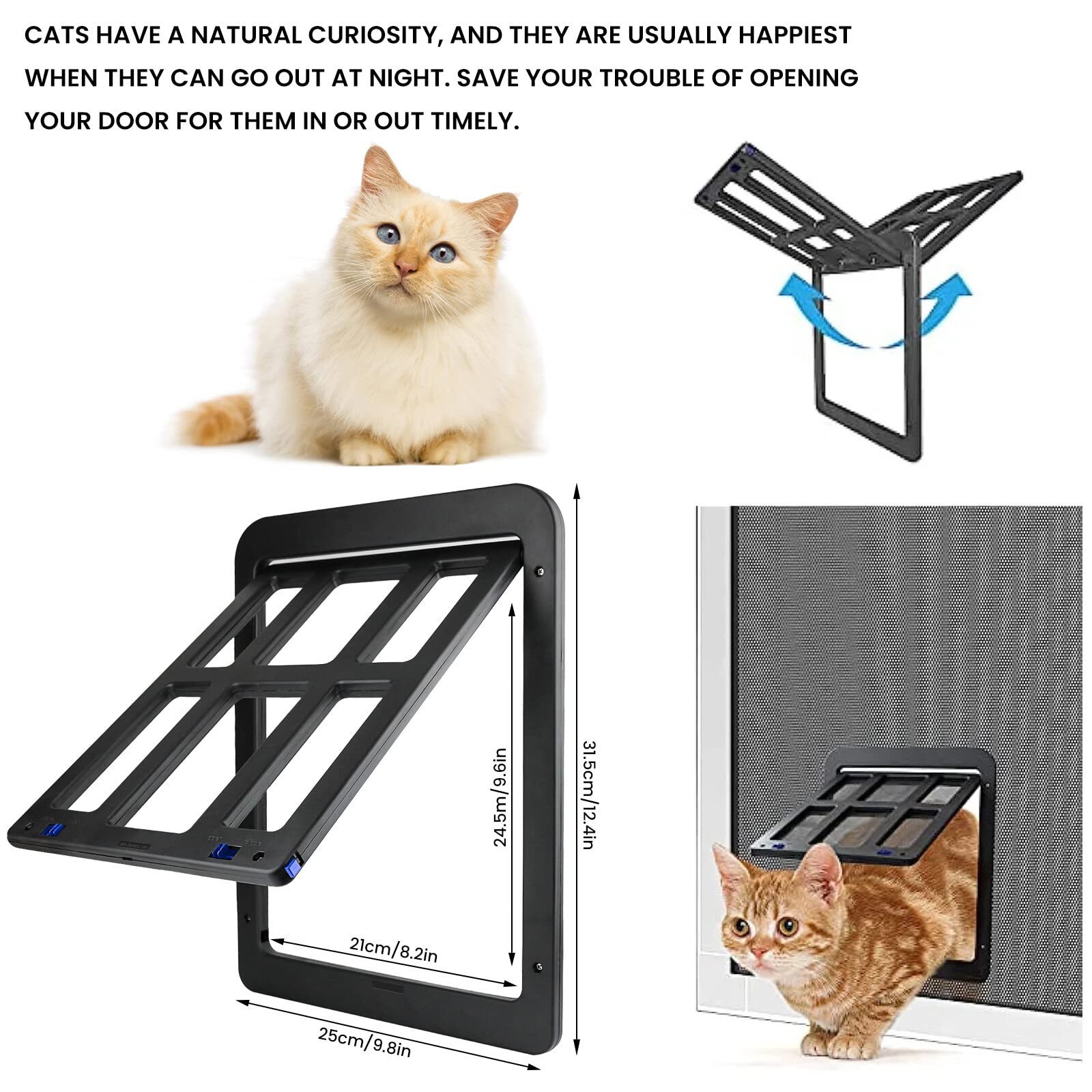 Gattaiola Per Zanzariera Sonwaha - Automatica, 29x26 Cm, Nero, Per Gatti E Piccoli Animali - Foto 6