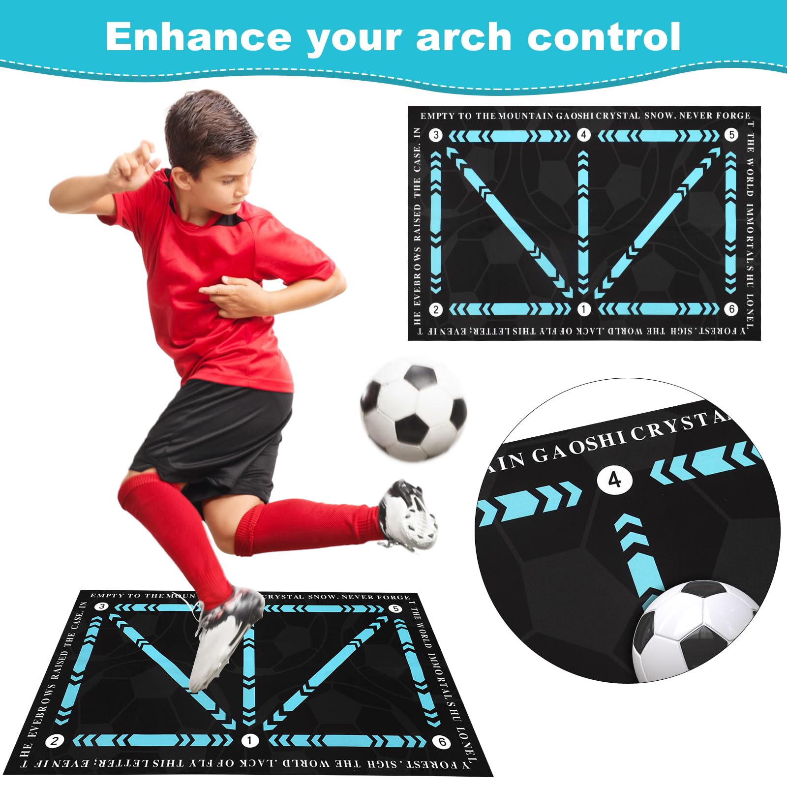 Hlayshing Football Training Mat,60 X 90 Cm Football Footstep Training Mat,Non Slip Dribble Ball Control Training Carpet Sports Mat,Soccer Training Equipment for Kids Adults Indoor - Image 4