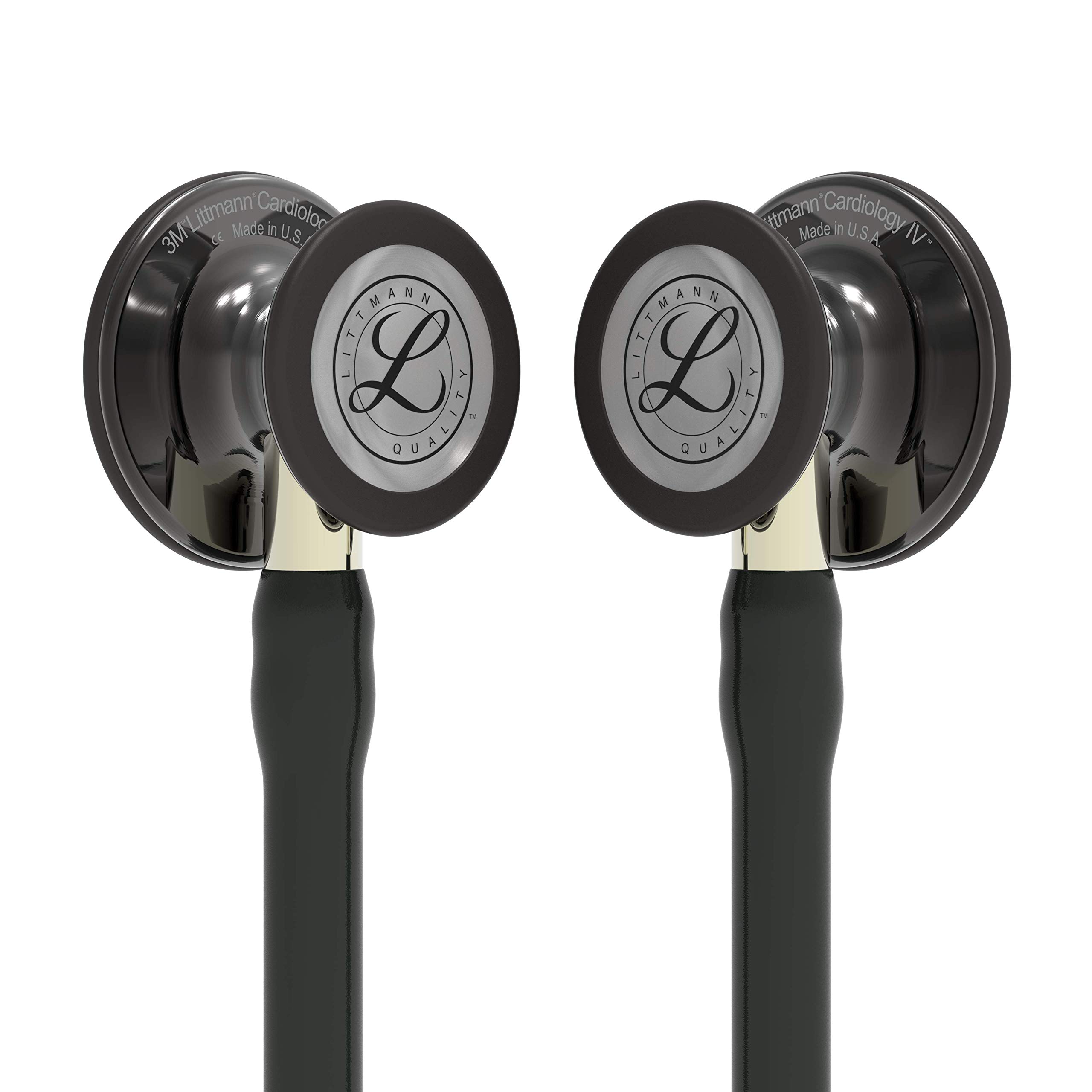 3M Littmann Cardiology IV Estetoscopio con Grabado Gratuito y Linterna Pupilar de Regalo (Negro/Smoke Edition/High Polish/Champagne Stem)