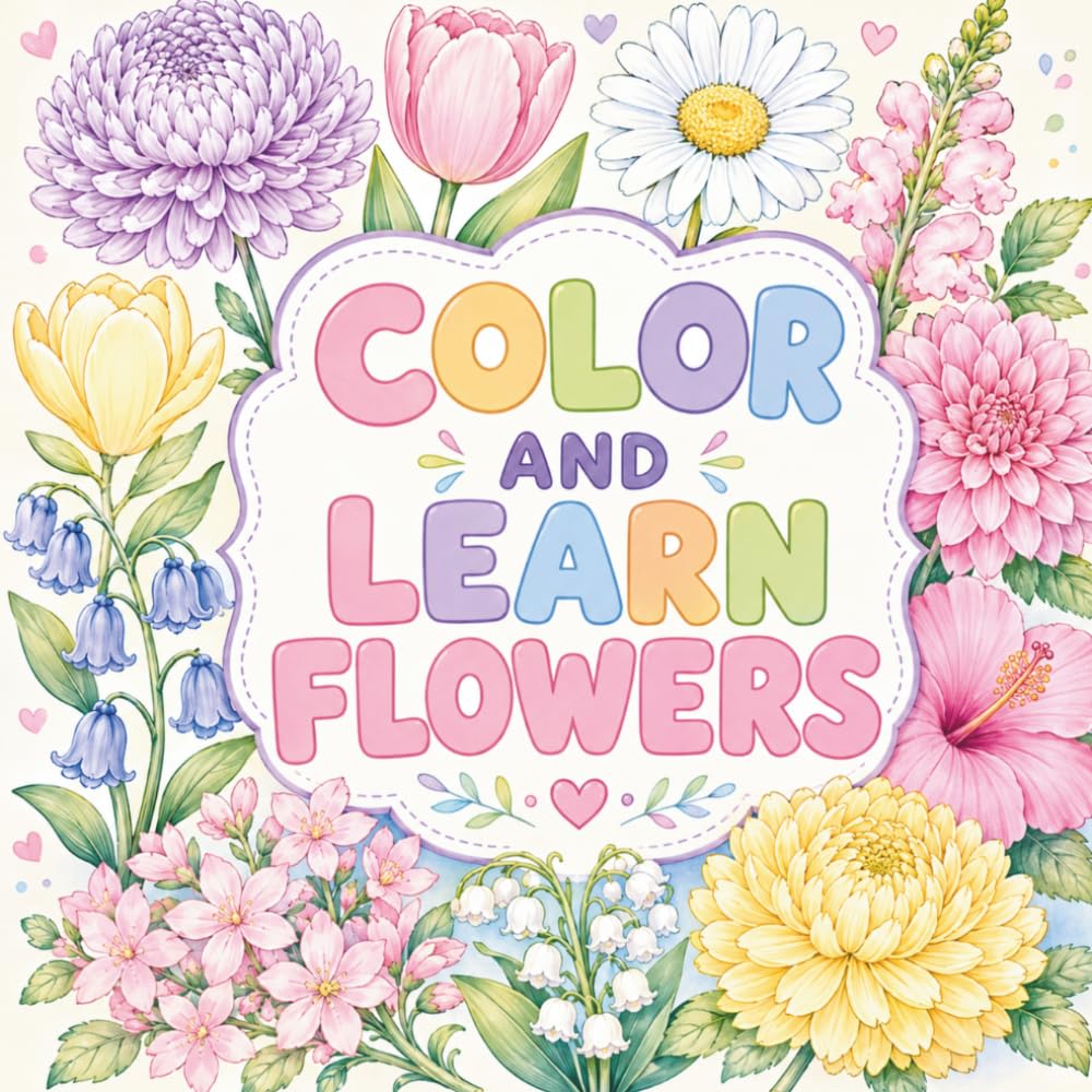 Color and Learn Flowers: Beautiful Flower Coloring Pages for Learning, Relaxation, Creativity, and Family Fun