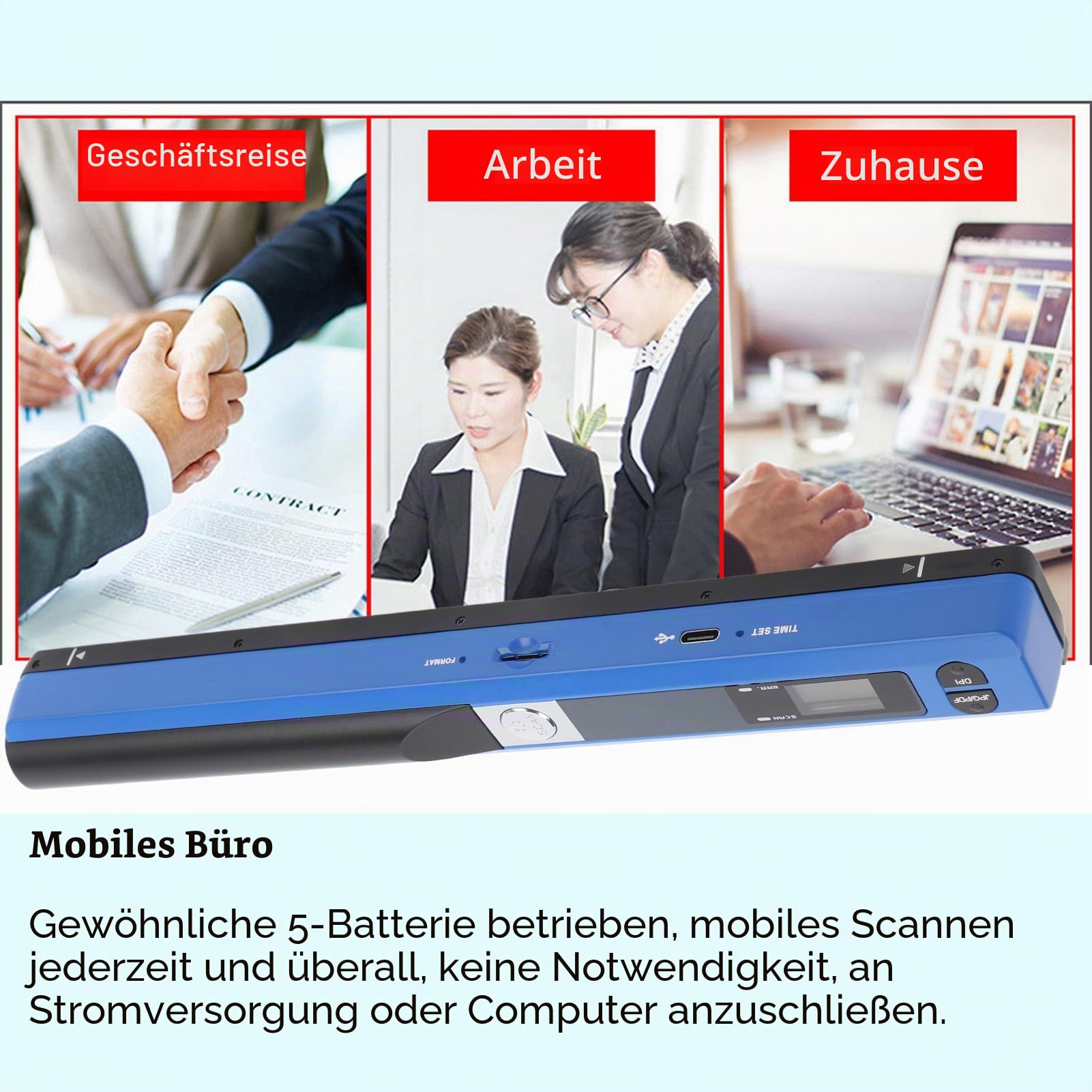 Tragbarer Scanner mit Hochauflösenden Bildern, Einfach zu Bedienen, Vielseitige Anwendungen, Starke Kompatibilität, Schwarz- und Farbscanmodus, JPEG- und PDF-Speicherformat