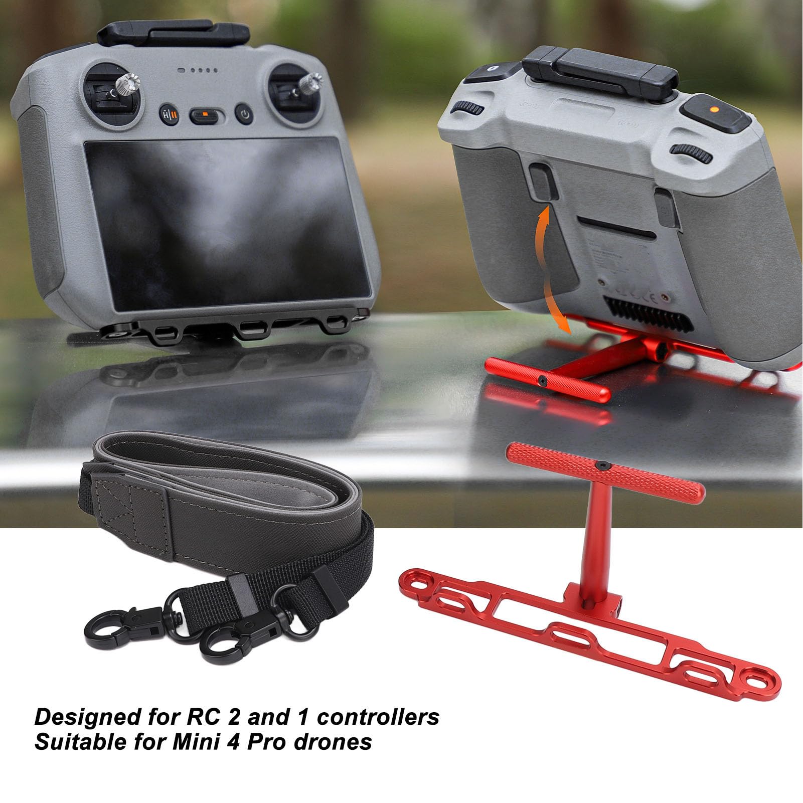 Drone zdalne sterownik wspornik aluminium Aluminium wielofunkcyjny uchwyt Smycz Smycz Pasek Mini4 Pro (Red)