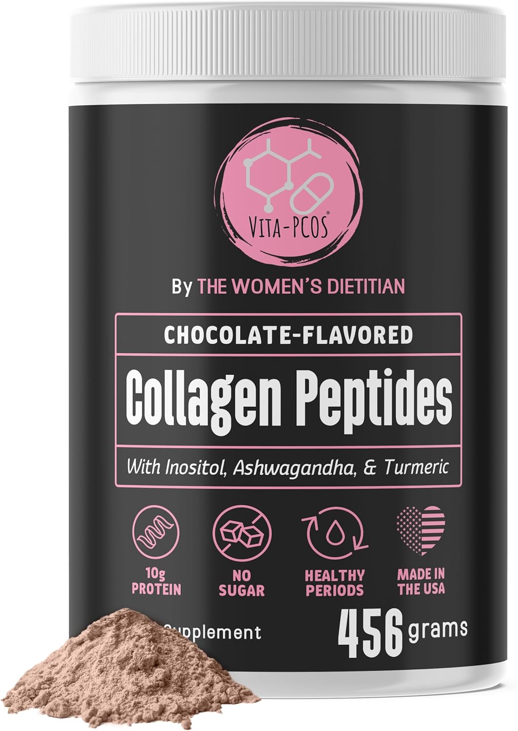 Collagen Peptides Protein Powder for Women – PCOS Supplement Formulated with Inositol, Ashwagandha & Turmeric, Supports Thicker Healthy Hair, Skin, Nails, Muscle & Weight Goals, Chocolate by VITA-PCOS