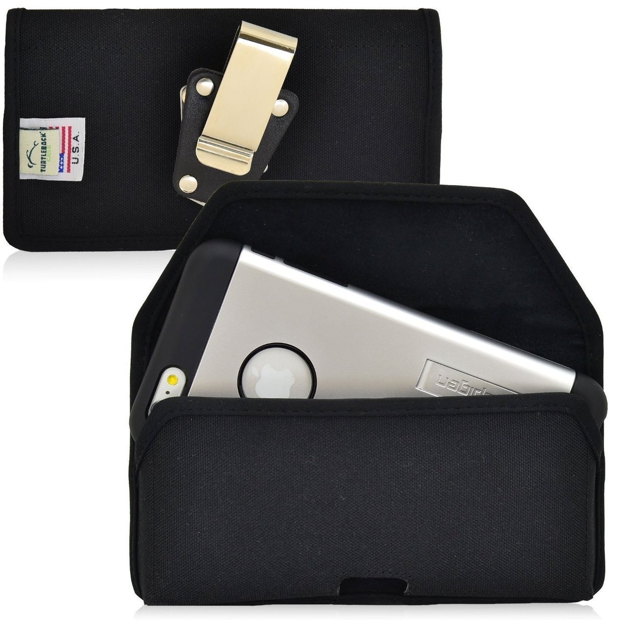 Turtleback Belt Clip Case Compatible with Apple iPhone 6S Plus, 6 Plus Black Holster Nylon Pouch with Heavy Duty Rotating Belt Clip Horizontal Made in USA