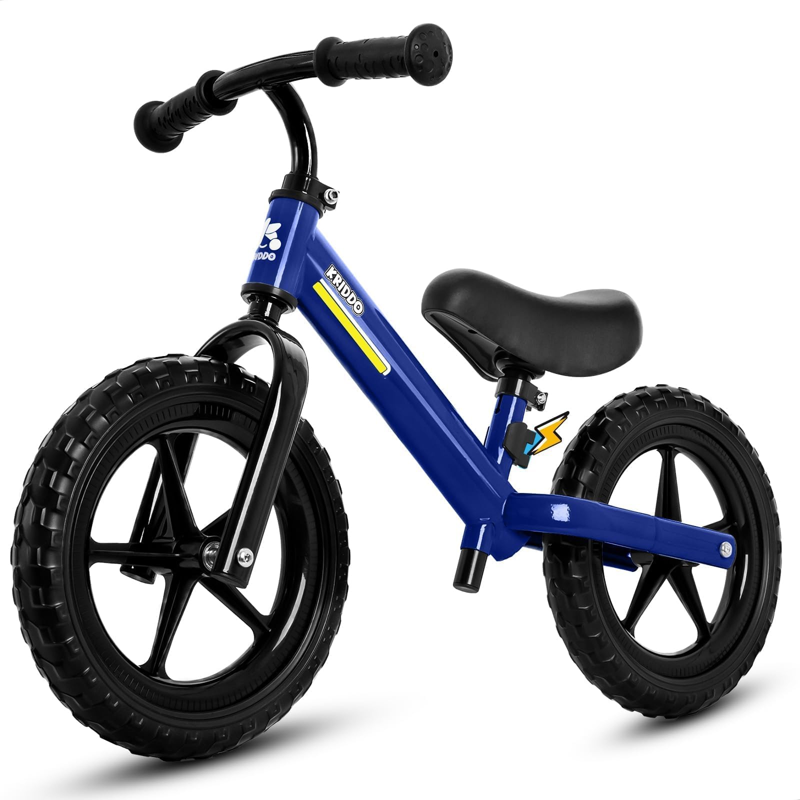 KRIDDO Toddler Balance Bike 2 Year Old, Kids Balance Bike for 2-5 Years Old, Dual Bearing for Smoother Riding, Adorable Plate, Adjustable Seat and Handlebar, Toddler Bike Gifts Age 2-3, Blue