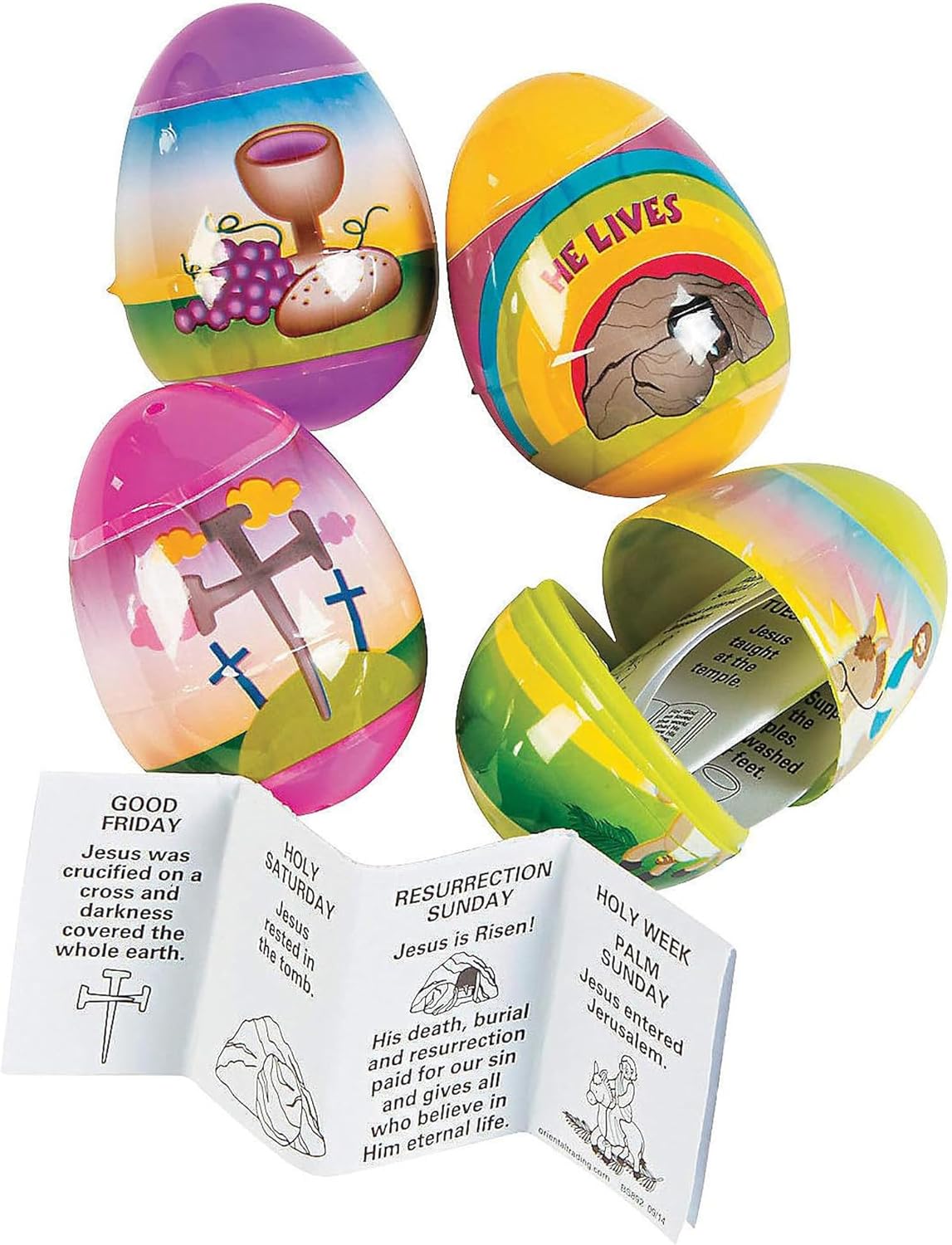 Fun Express Resurrection Eggs 12 Pack - Christian Easter Egg Stuffers with Holy Week Story for Kids | Religious Easter Basket Filler for Egg Hunt | Pre Filled Easter Eggs Bulk for Church & Family