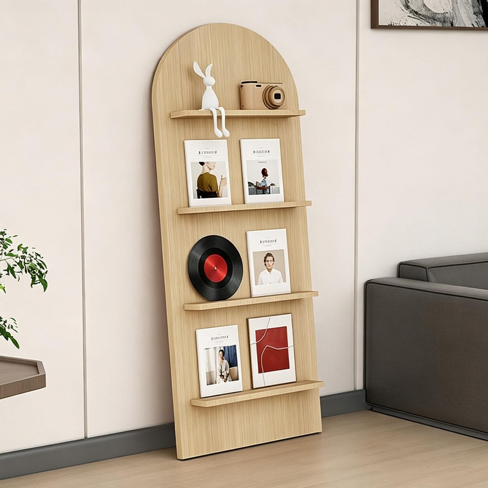 TRAGLO Wall Record Storage Magazine Rack 4 Tier Floor Standing Bookshelf