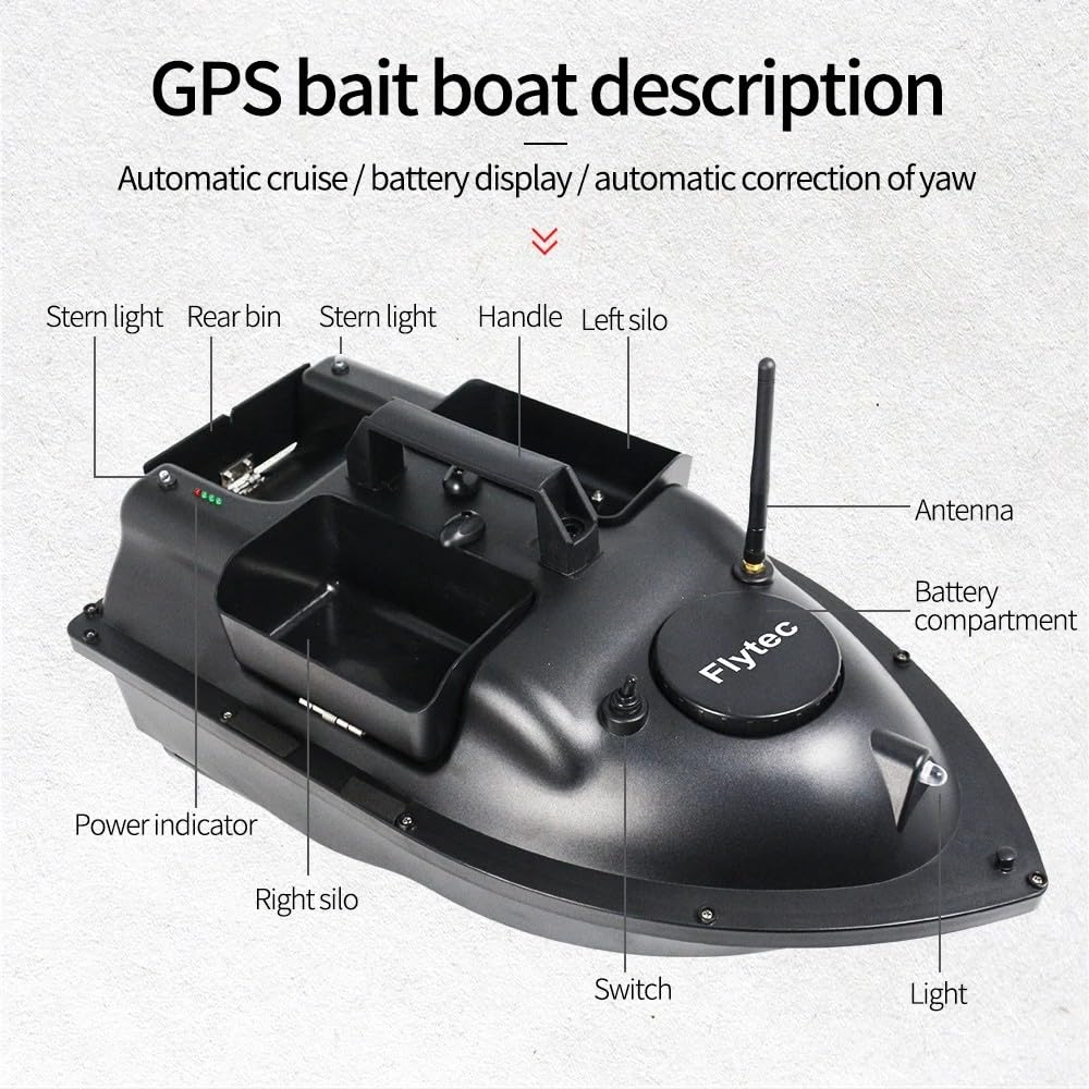 łódka Z Gps Rc Feed Boat (2 Baterie 5200 Mah) + Bezprzewodowa Echosonda, Z 3 Katapultami I Podwójnym Silnikiem, Oznaczenie 16 Miejsc Do łowienia Ryb,C