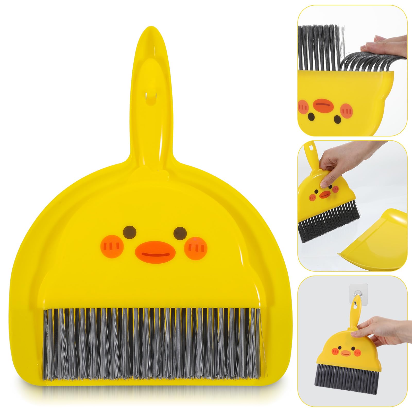 Muiltvoe Yellow Small Dustpan And Brush Set, Small Hand Broom And Dustpan Set, Mini Dust Pan Brush Sets, Cute Mini Hand Broom Portable For Home Cleaning Drawers Desktop Sofas Pet Areas Guinea Pig Cages,