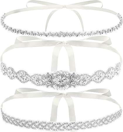 diamond belt for bridesmaid dress SATINIOR 2 Pieces Rhinestone Bridal Wedding Color:Blue Flowers on Navy Gothic Black Sequin and sleeveless navy bridesmaid dress Rhinestone bridal Select your exact waist