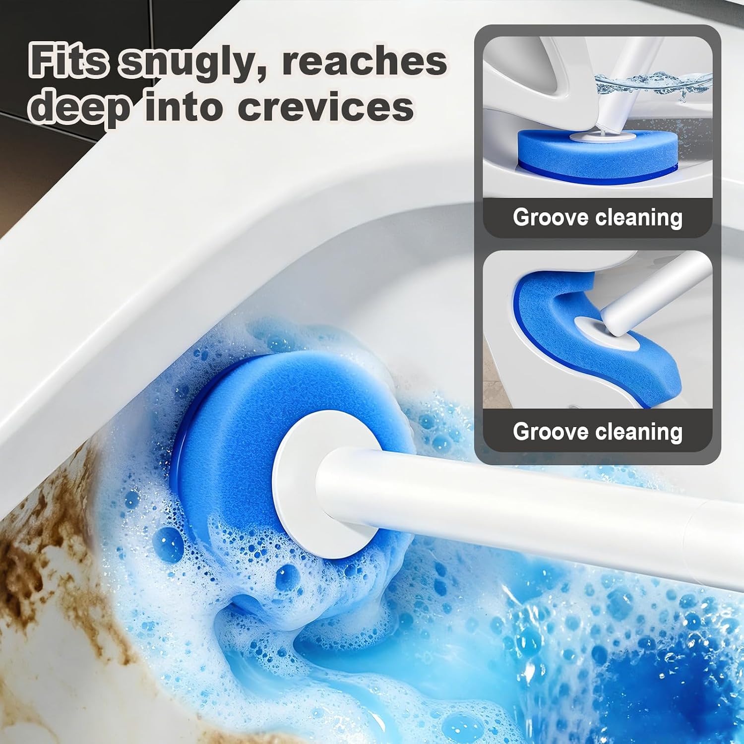 MOPUP Disposable Toilet Brush, Toilet Bowl Cleaner with 35 Pre-Loaded Refills, Wall Mounted Toilet Brush and Holder Set with Storage Caddy for Deep Hygienic Bathroom Cleaning