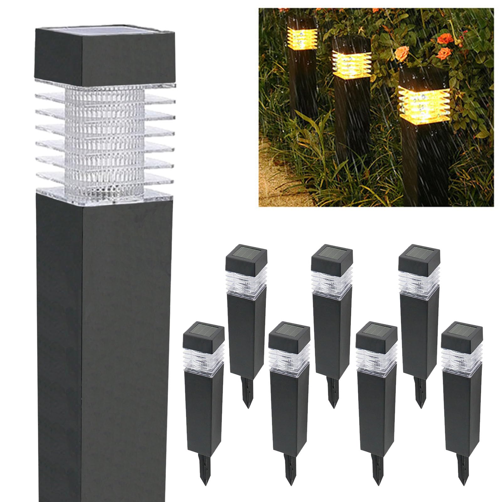 AUTOFigure Solar Garden Lights Outdoor, Mini Solar Stake Lights, IP65 Waterproof Basic Solar Lawn Lights for Pathway Patio Yard Garden, Warm Light-8Pcs