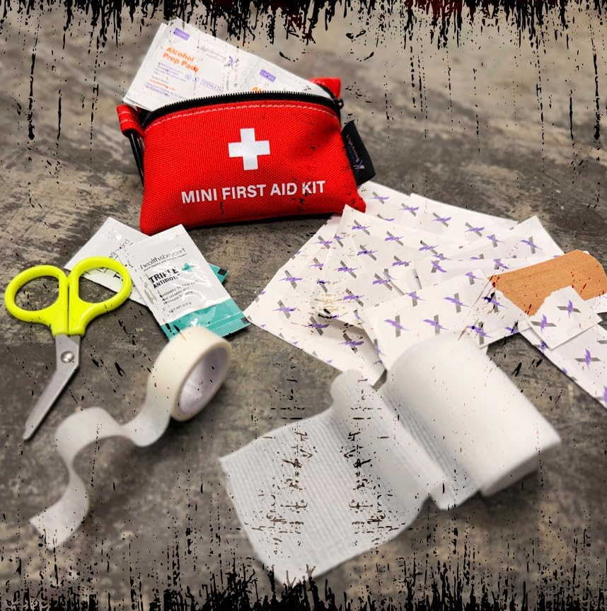 Miniatura 7 de Lightning X Mini Kit de primeros auxilios  Kit médico de emergencia compacto de 20 piezas con mosquetón  Bolsa de primeros auxilios de viaje