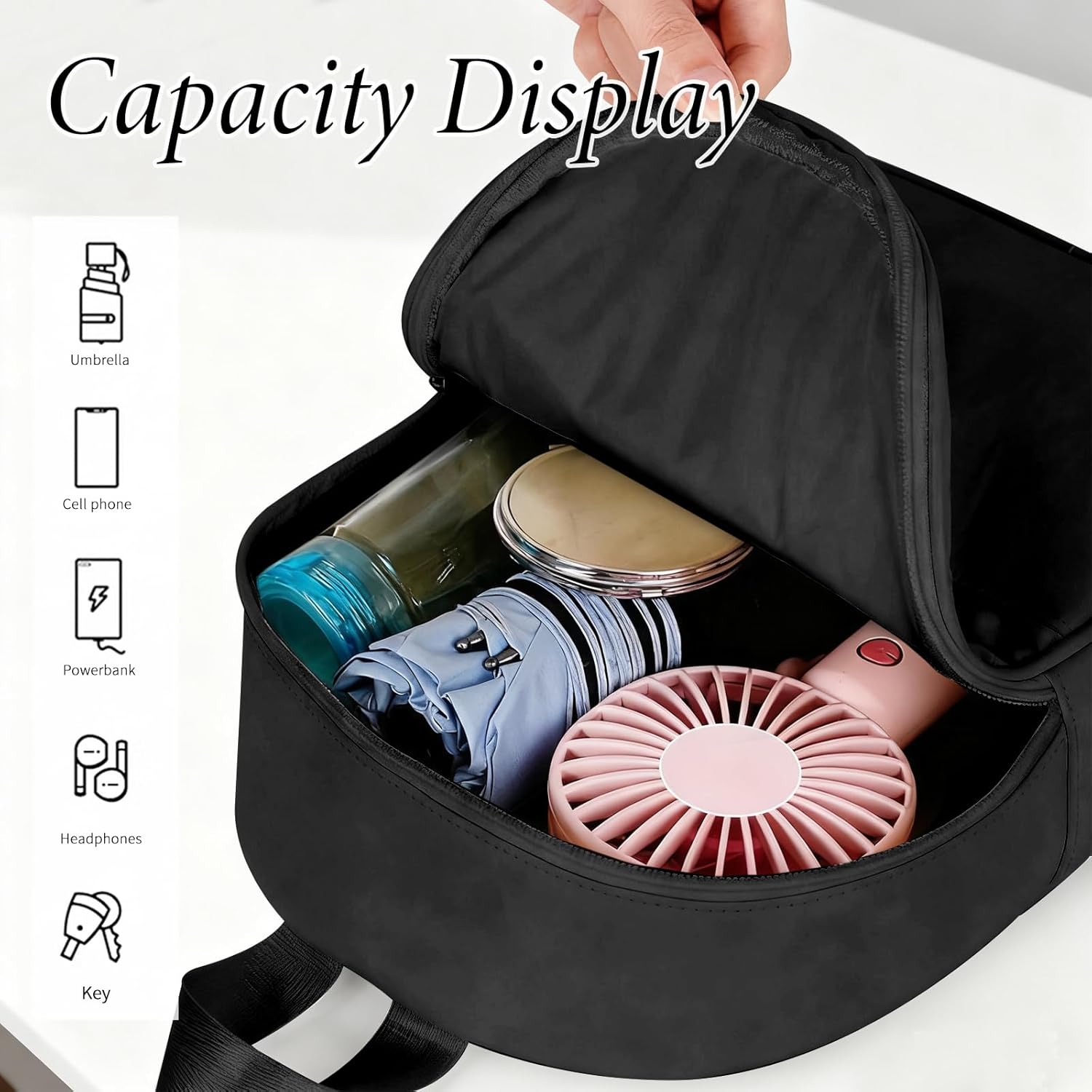 Womens Backpack, PU Leather Backpack Purse Mini Backpacks, Elegant Small Backpacks for Women with Adjustable Strap (black) - Image 4