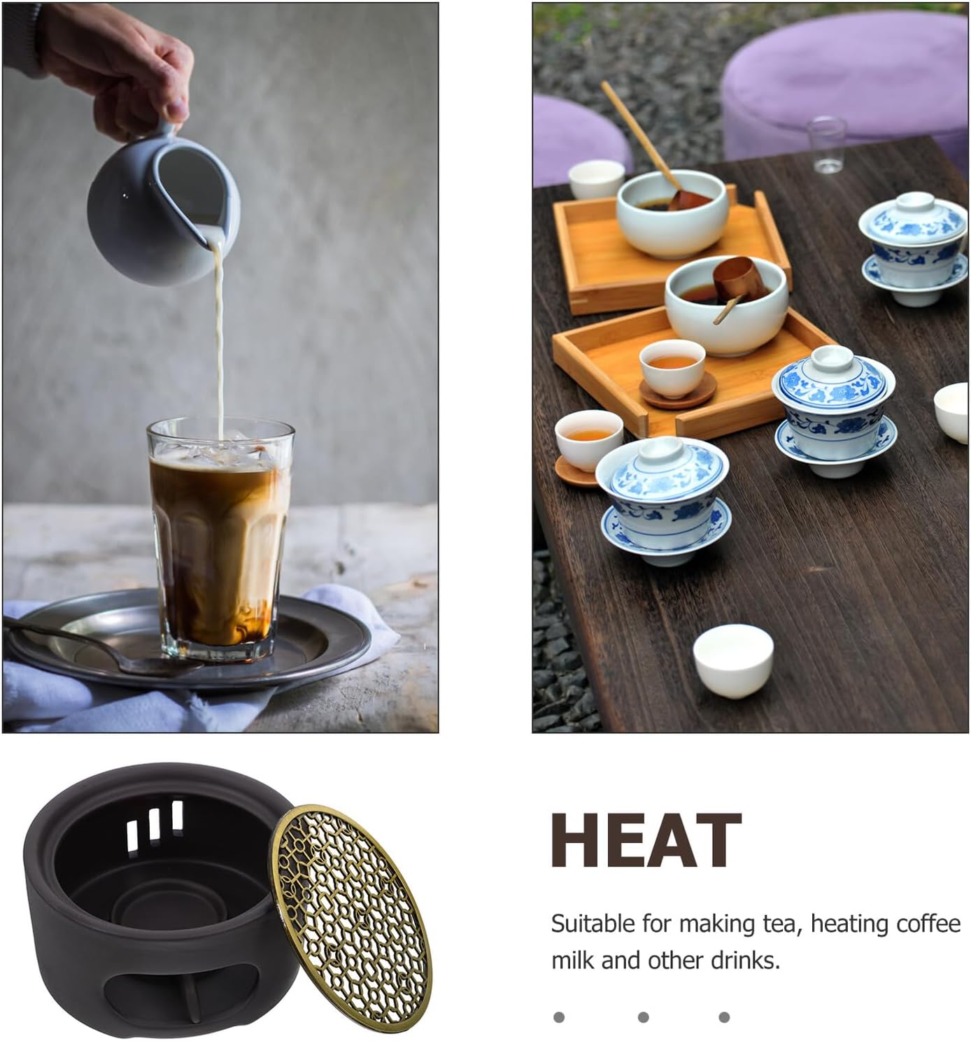 Stainless Steel Tea Warmer Base with Tealight Holder Decorative Teapot Heater Compact Candle Stand for Tea Coffee Milk Warming Practical Design for Home and