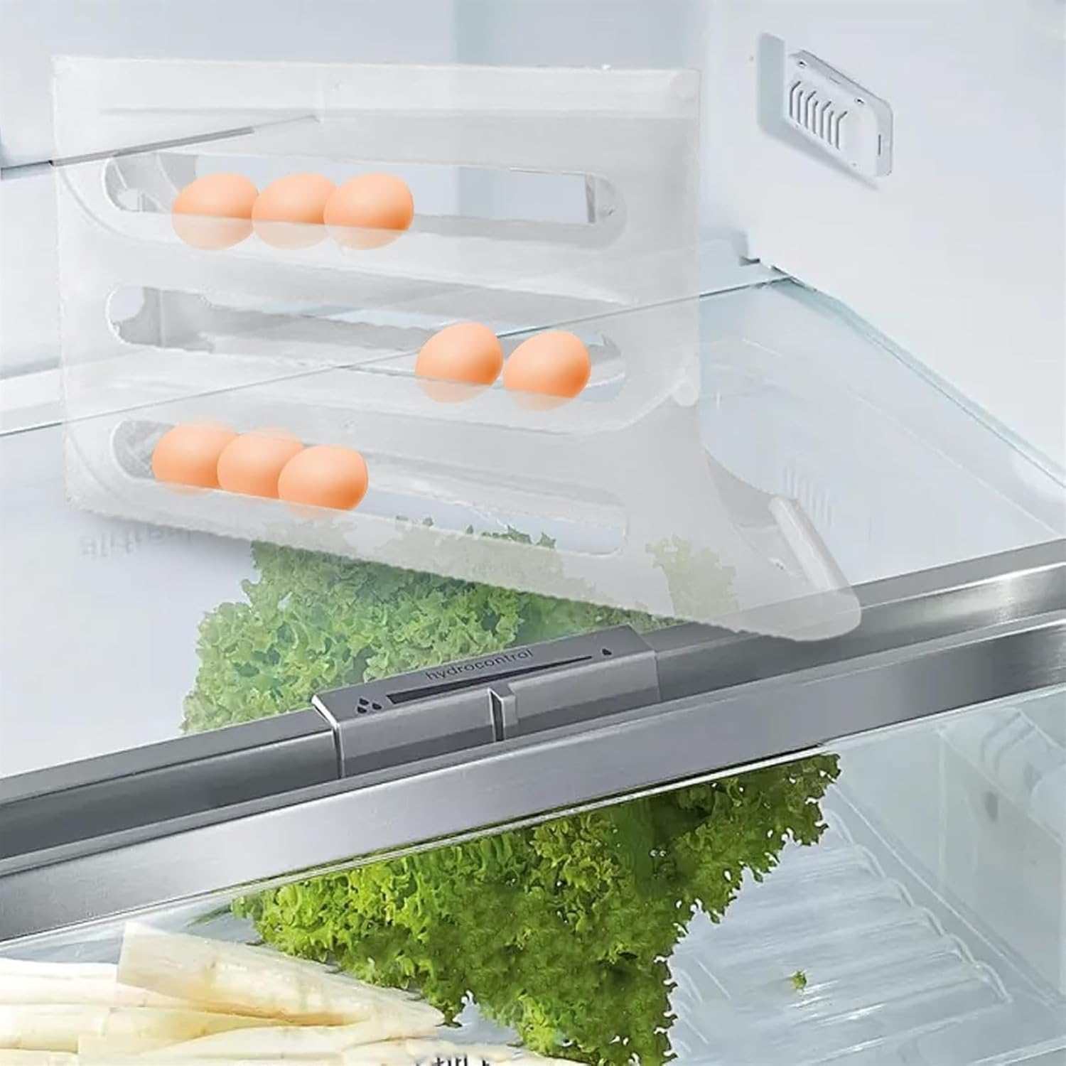 Soporte De Huevo De 4 Niveles para Nevera, Organizador De Huevos De Nevera Auto Rollig, Soporte De Huevo De Nevera para Nevera Kitche Coutertop Cabiet, Natural