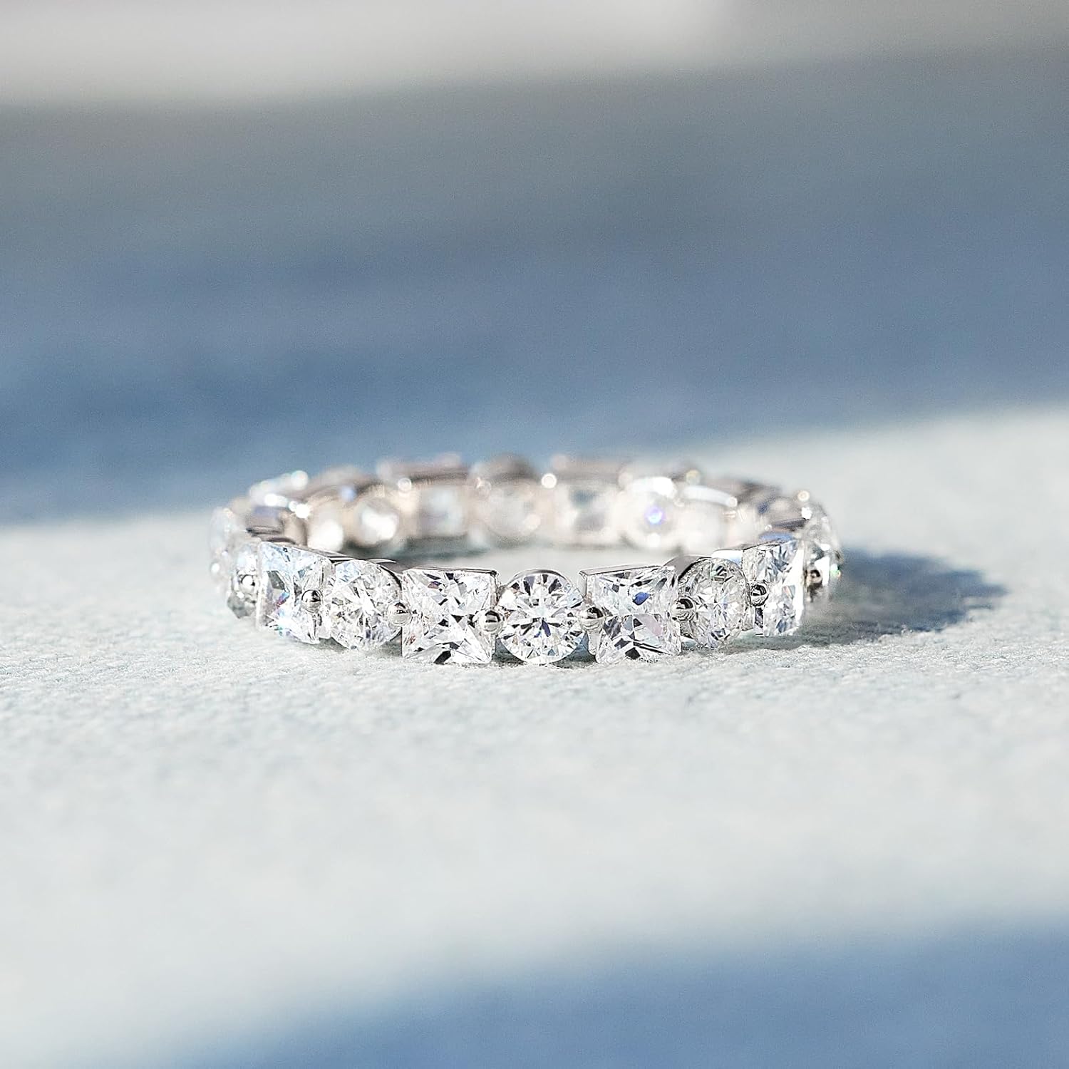 STORYJEWELLERY Wedding Bands for Women, Eternity Band Rings for Women, 925 Sterling Silver Cubic Zirconia Rings, Silver Stackable Ring, Gifts for Her - Image 3