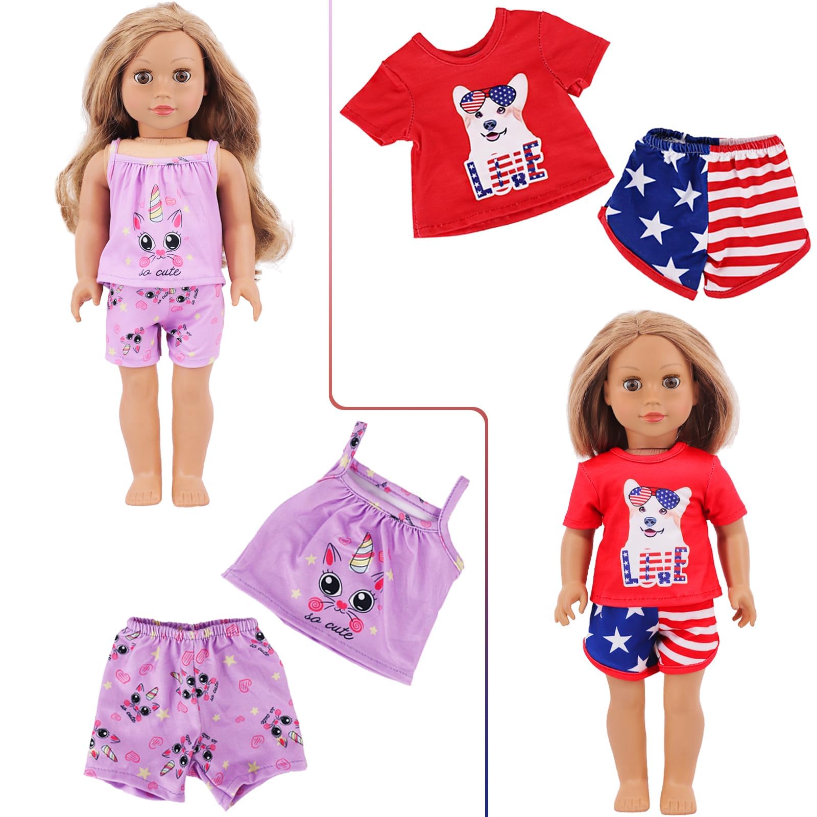 ZITA ELEMENT 10 Sets 18 Inch American Doll Clothes and Accessories Include Doll Clothing Dress Fit for 18 inch Dolls ( Not Include Dolls and Shoes ) - Image 4