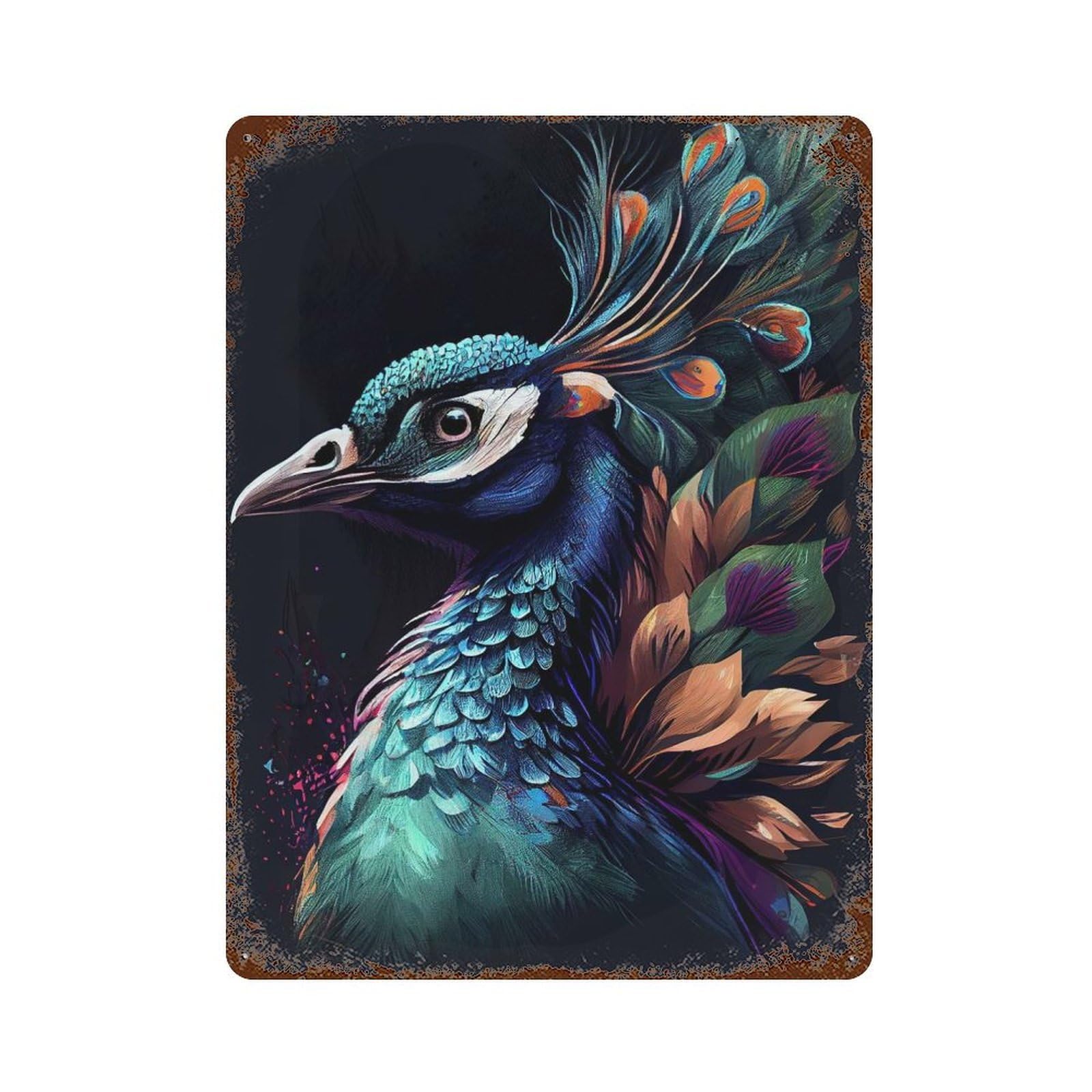 Peacock Colorful Vintage Metal Tin Sign 15.7"x11.8", for Garage, Bar And Workshop Decor, Novelty Wall Decor
