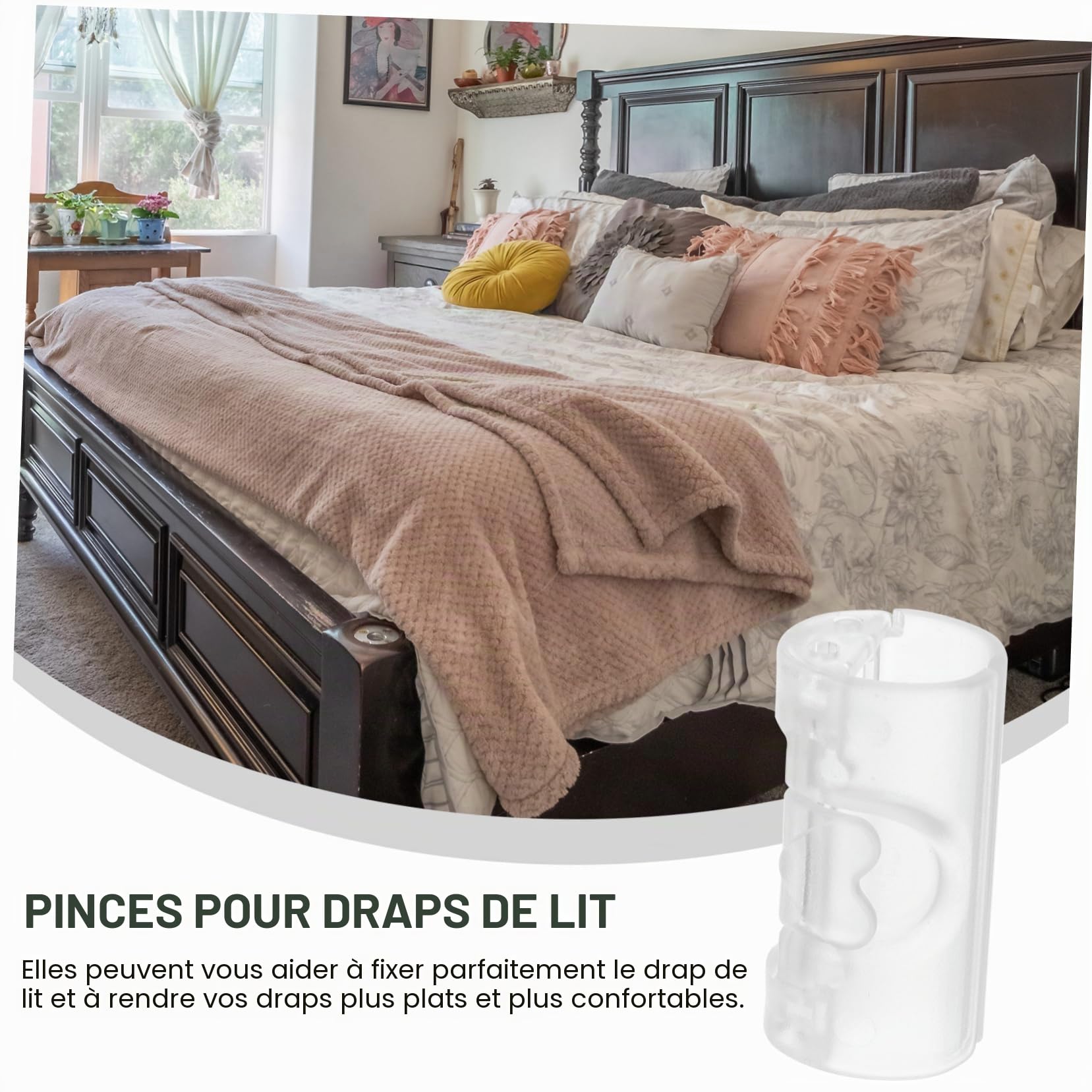 20 Clips Fixateurs De Drap De Lit Antidérapants en Abs Transparent Accessoires Universels pour Drap Housse Et Couette Fixation Pratique pour Chambre Et Canapé Facile À Installer