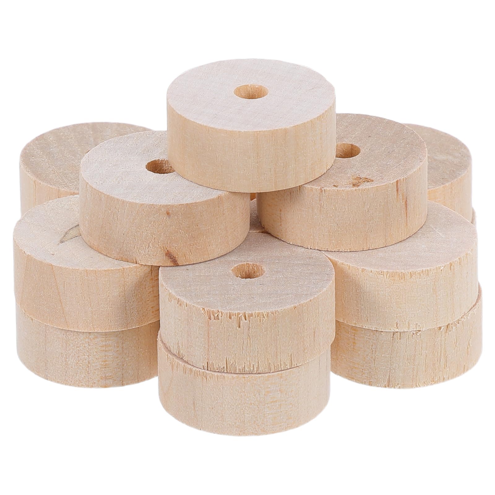 VILLCASE Mini Wooden Wheel Models 50Pcs Small Unfinished Craft Wheels for Wood Craft Supplies and Model Vehicles Suitable for Painting and Decoration