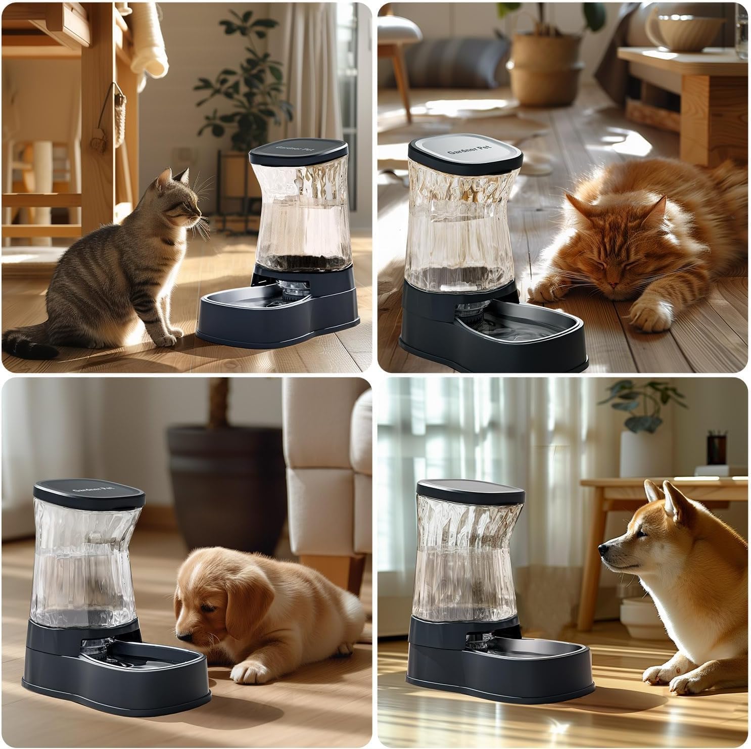Gardner Pet 3.85L Gravitation Wasserspender Hund, Edelstahlnapf, Grau | Ohne Strom, BPA Frei, Gravitation Wasserspender, Für kleine/mittlere Haustiere