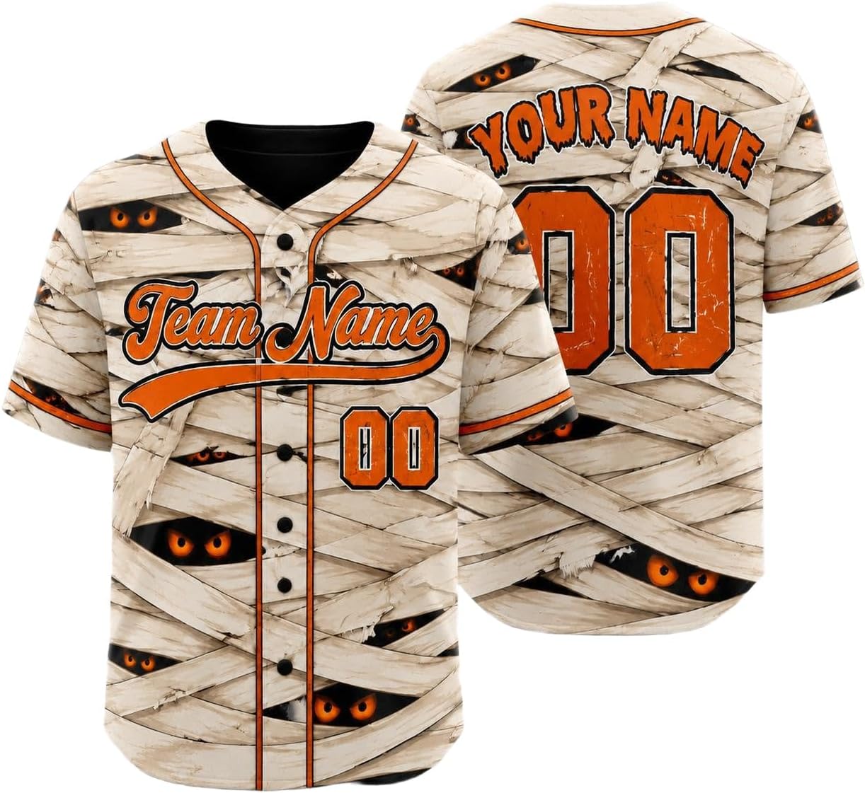 Custom Halloween Baseball Jersey for Men Women, Mummy Spooky Season Shirt