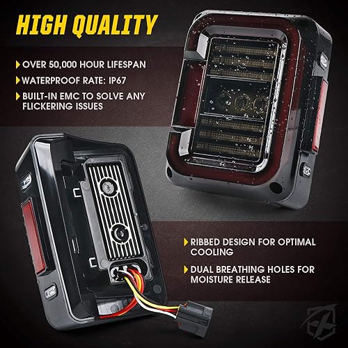 Miniatura 5 de Xprite Luces traseras LED con diseño novedoso en forma de "C", luz trasera de lente ahumada con funcionamiento y freno y señal de giro y luz de