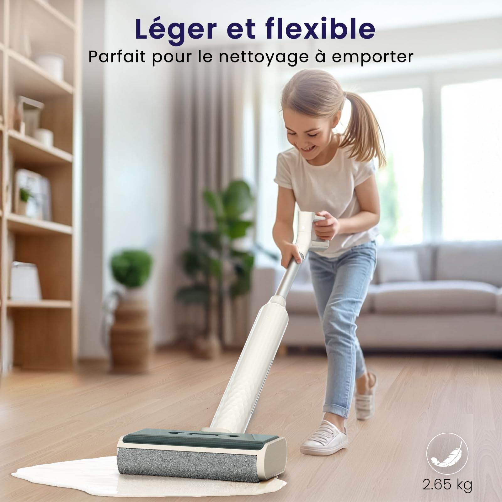 Lefant LS100 Aspirateur Laveur sans Fil, Nettoyeur de Sol Eau et Poussière, 2,65 kg Léger et Puissant, Design Plat 170°, Autonettoyage, Nettoyage des Bords, 60 Min, pour Sols Durs