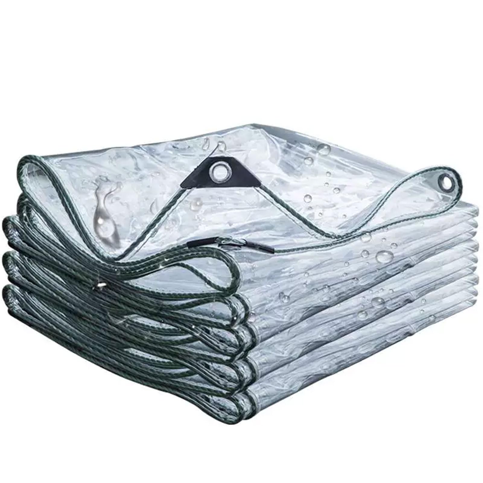 Clear PVC Tarpaulin with Grommets, Transparent Waterproof Tarp for Patio, Pergola, Greenhouse, Garden Furniture, Balcony Rainproof Curtain, UV Resistant Clear Cover (4x10m)