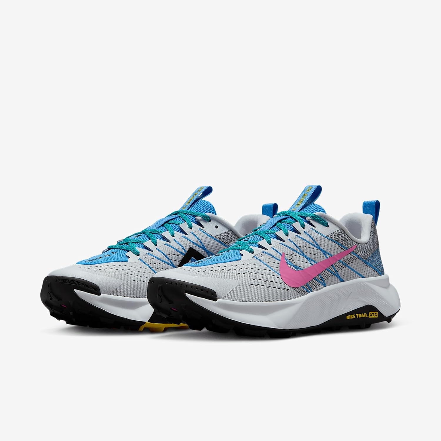 Nike Wildhorse 10 Men's Trail Running Shoes (FV2338-100, White/Black/University Blue/Playful Pink) Size 7.5