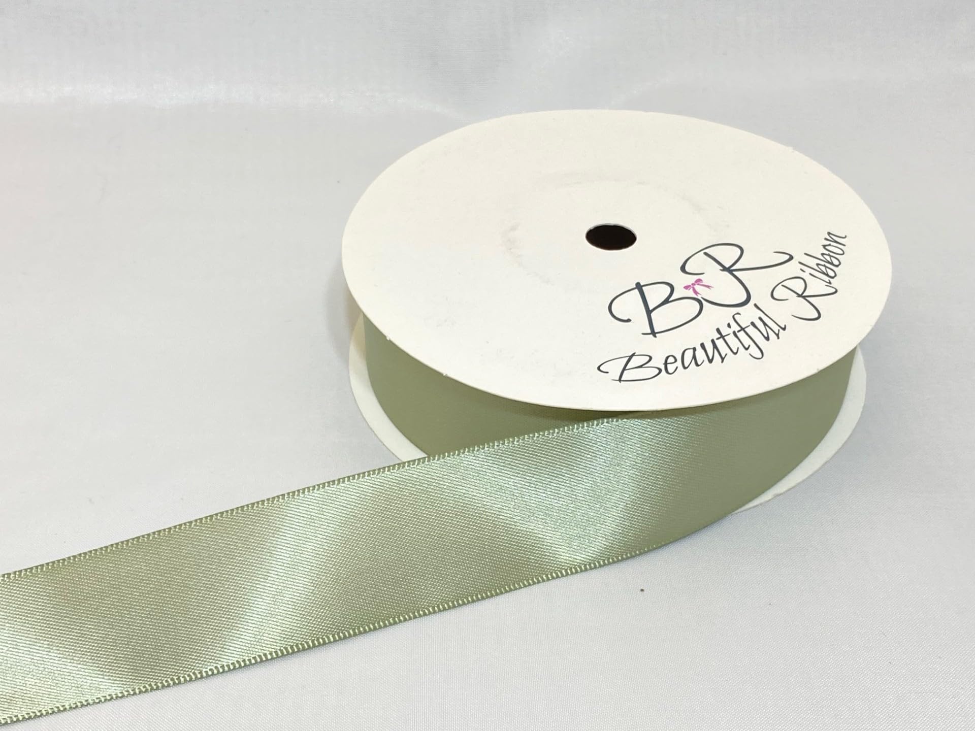 1 Full Roll Reel of 25mm Satin Ribbon 25 metres Moss Dusky Sage Green Double Sided 25 mm 2.5cm 1" 1 Inch
