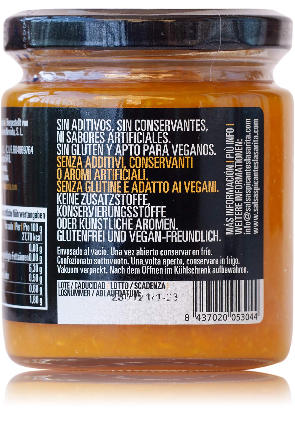 La Sarita Puro Ají 250 ml - Ají amarillo, 100% natural, sin gluten, apto para veganos