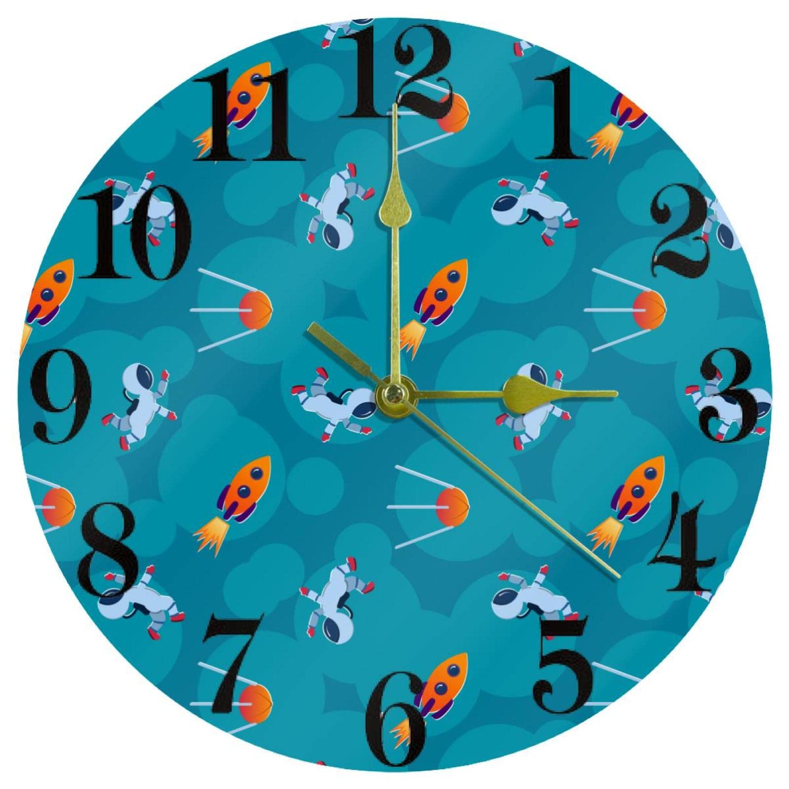Horloge murale quartz silencieuse Space Traveller 25,4 cm pour salon et école