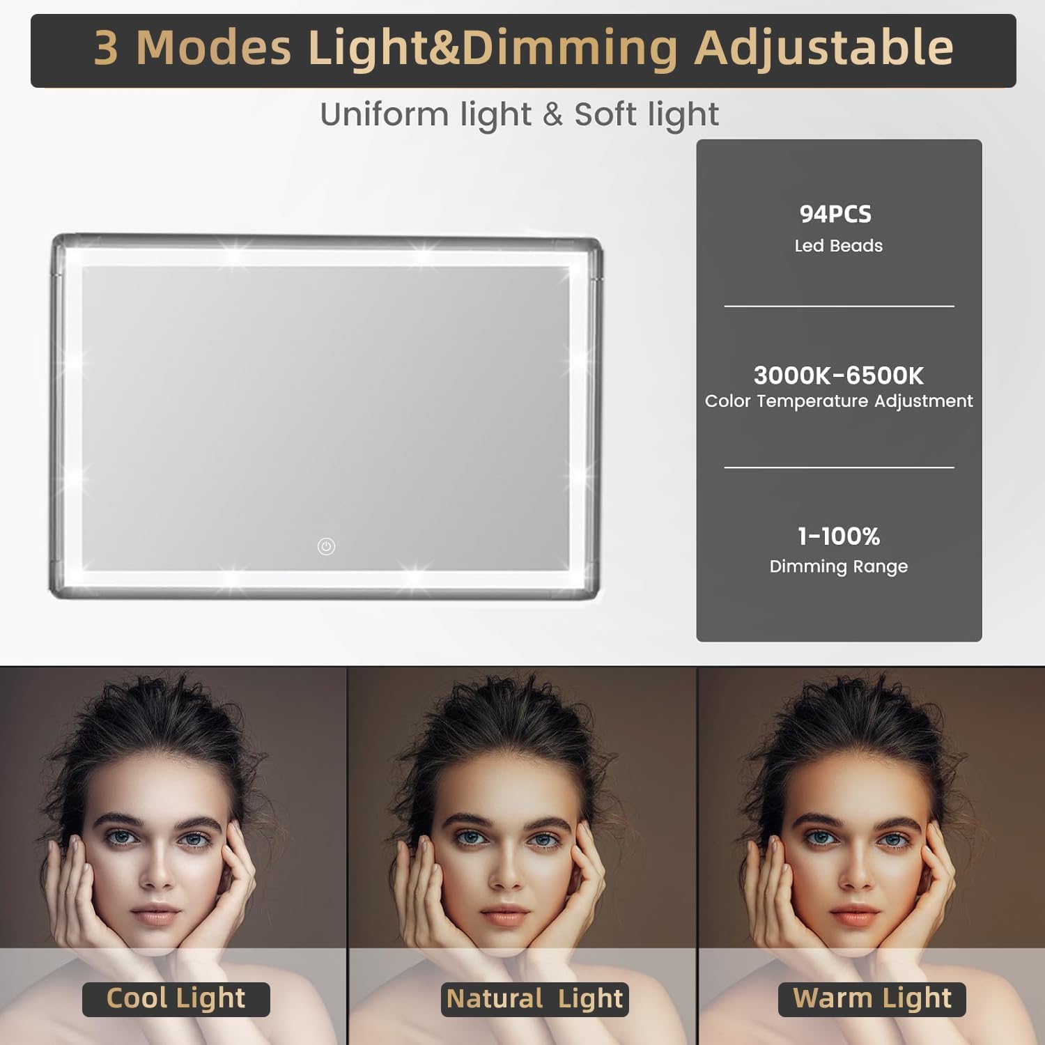 Vanmirr Rechargeable 3-Way LED Trifold Haircut Mirror