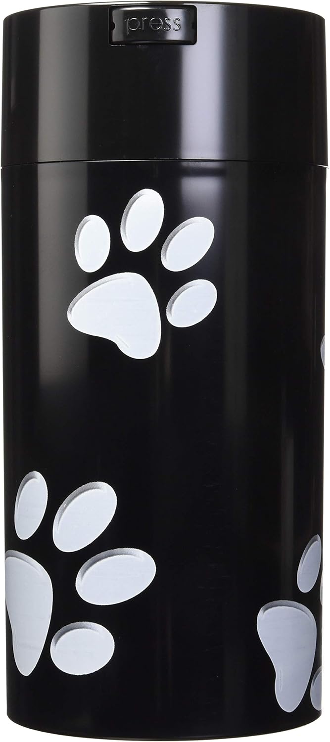 Tightpac America, Inc. Pawvacs Nested Vacuum Sealed Pet Food Storage Containers, Black with White Paws, Set of 4