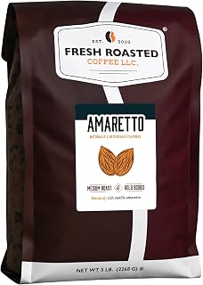 Fresh Roasted Coffee, Amaretto Flavored Coffee,5 lb, Medium Roast, Kosher, Ground