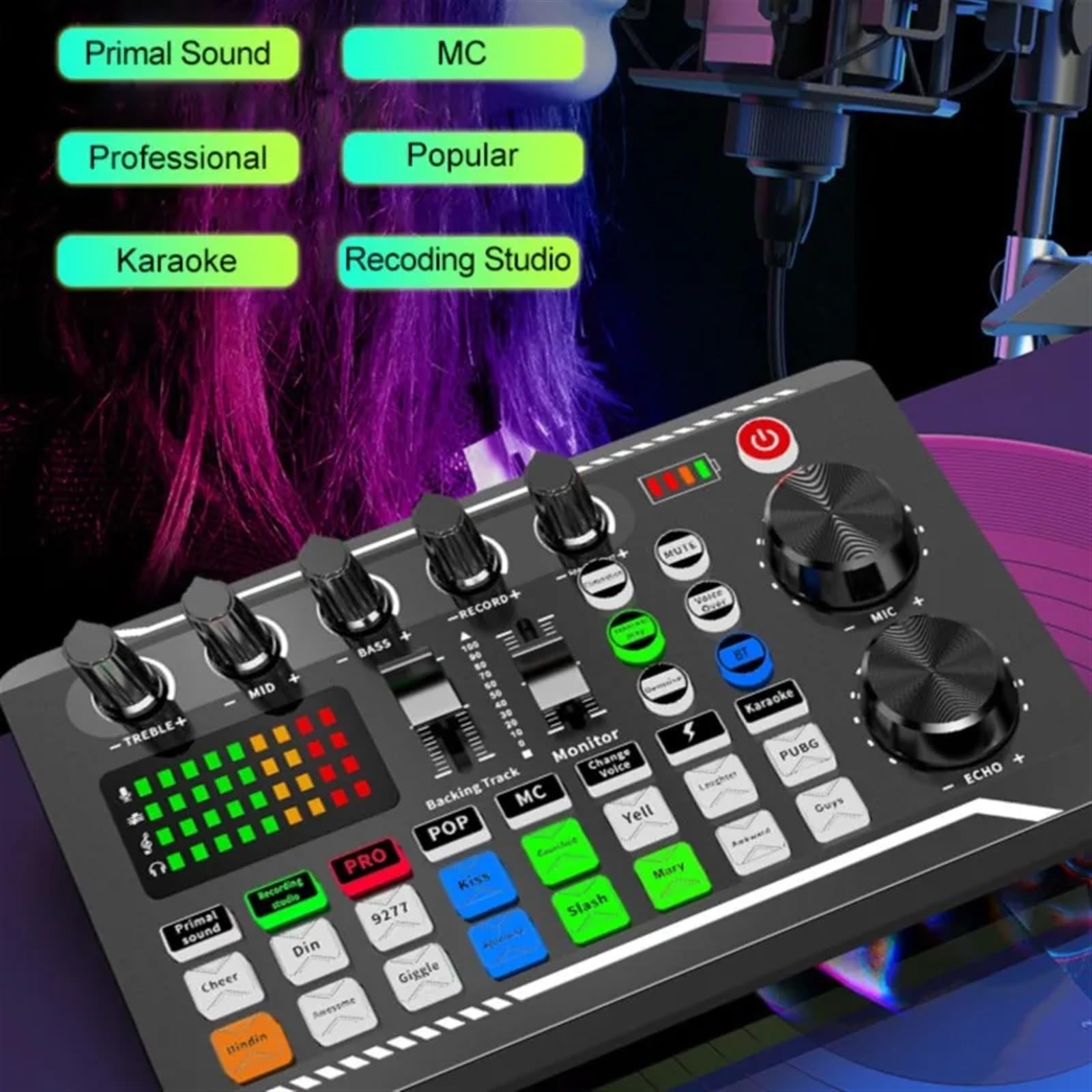 Controllore DJ, Microfono dedicato for scheda audio for trasmissione dal vivo Scheda F998 con interfaccia (opzionale) Con effetti mixer DJ Cambia voce(4)