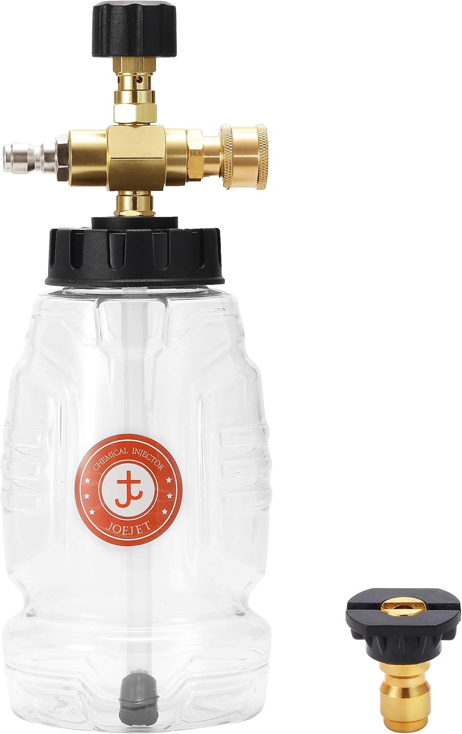 JOEJET Chemical Injector for Pressure Washer with Bottle, Adjustable Pressure Washer Soap Injector with 1/4 Inch Quick Connect, 3600 PSI