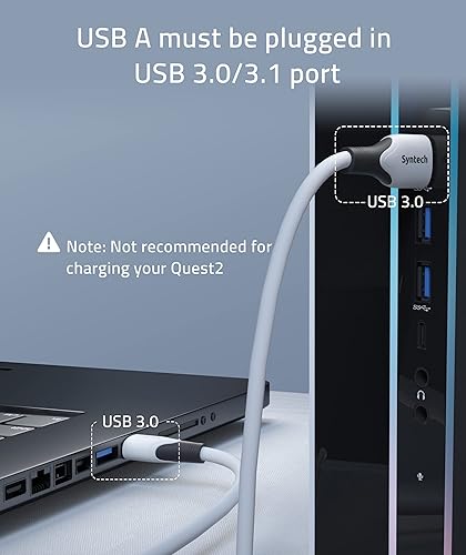 Vista 6 de Syntech Cable de enlace de 16 pies compatible con OculusMeta Quest 2ProPICO 4 accesorios VR, cable de transferencia de datos de alta velocidad