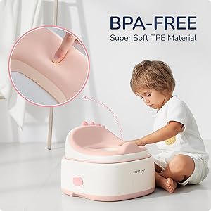 usbettas 3 in 1 Potty Training Toilet, Dinosaur Toddler Potty Training Seat for Boys Girls with Comfortable Cushion, Easy-to-Clean and Anti-Slip Potty Training Step Stool for Toilet (Pink)