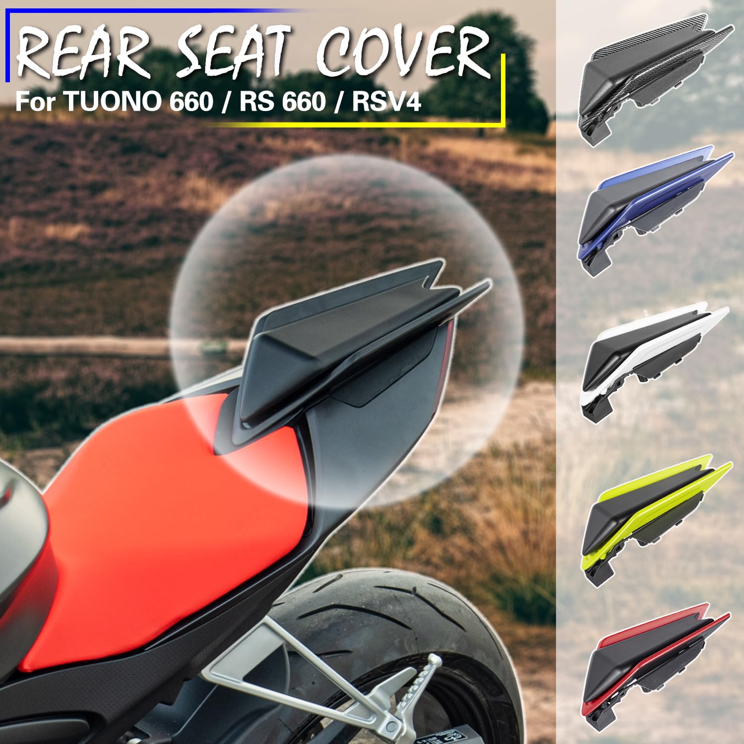 Motocicleta Cubierta de Asiento Trasero de Pasajero Sección Trasera de Joroba de Carenado para Apr-Ilia Tuono660 Tuono 660 RS660 RS 660 2020-2024 RSV4 RS V4 2021-2024 (Rojo)