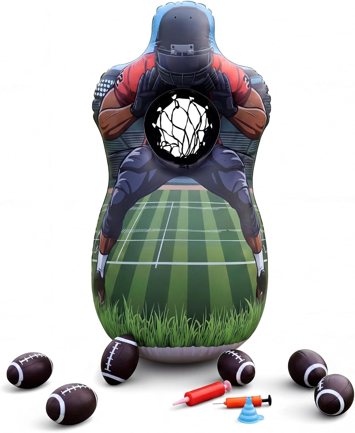 Inflatable Baseball Pitching Target Double-Sided Training Toss Game with 6 Baseballs Air Pump Funnel Baseball Toys Gifts Training Practice Equipment for Indoor Outdoor Yard Party Favor
