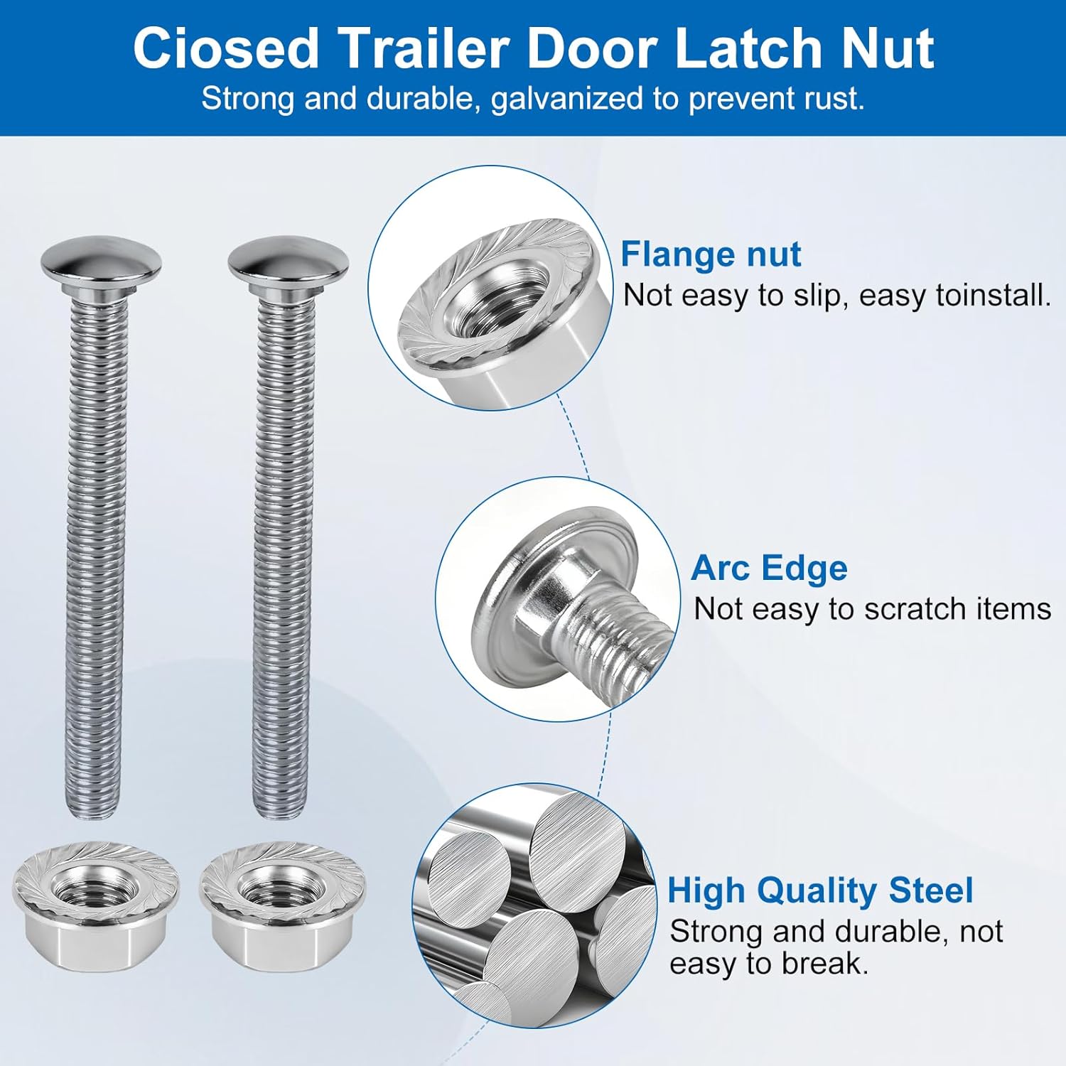 Heavy-Duty Cargo Trailer Door Hasps with Buckles - Secure Trailer Lock with Hasp - Durable Enclosed Trailer Latches for Cargo Doors (Includes 304 Stainless Steel Bolts and Anti-Loosening Nuts)
