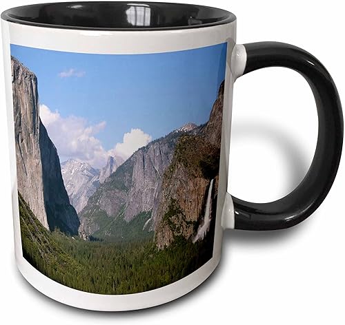 3dRose mug_36441_4 "El Capitan and Bridalveil Falls in Yosemite National Park" Taza negra de dos tonos, 11 onzas, multicolor